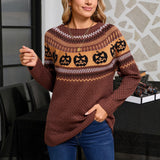 Women's Retro Pumpkin Embroidered Sweater