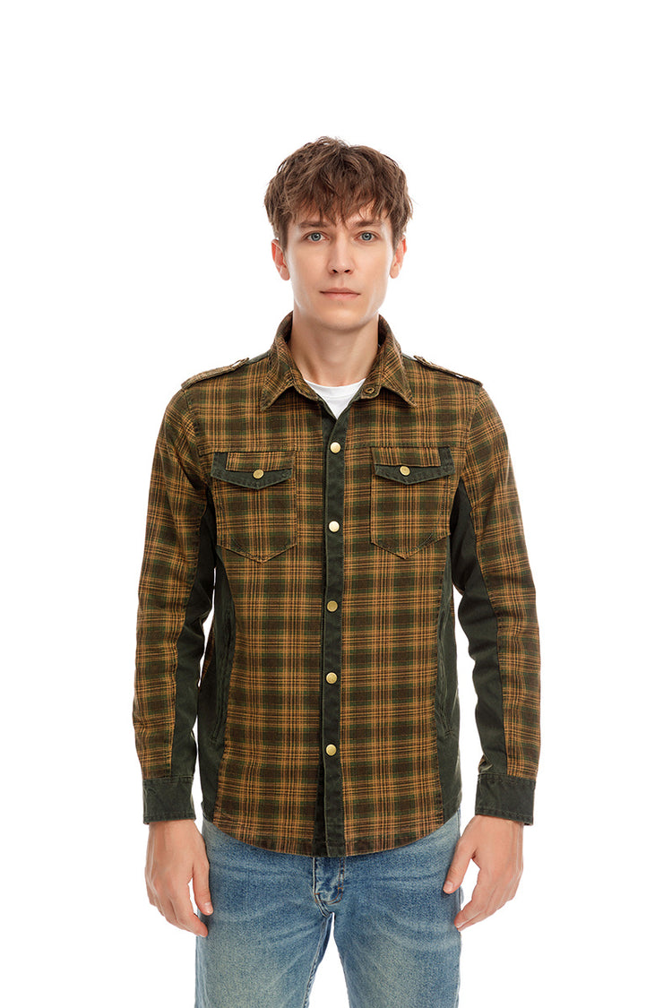 a man wearing a plaid shirt