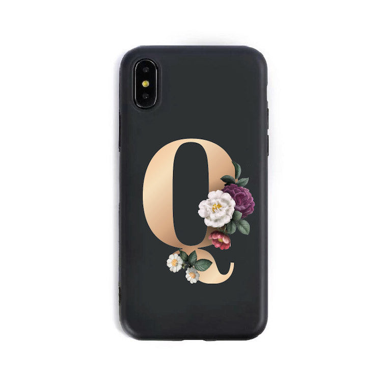 a phone case with a letter on it