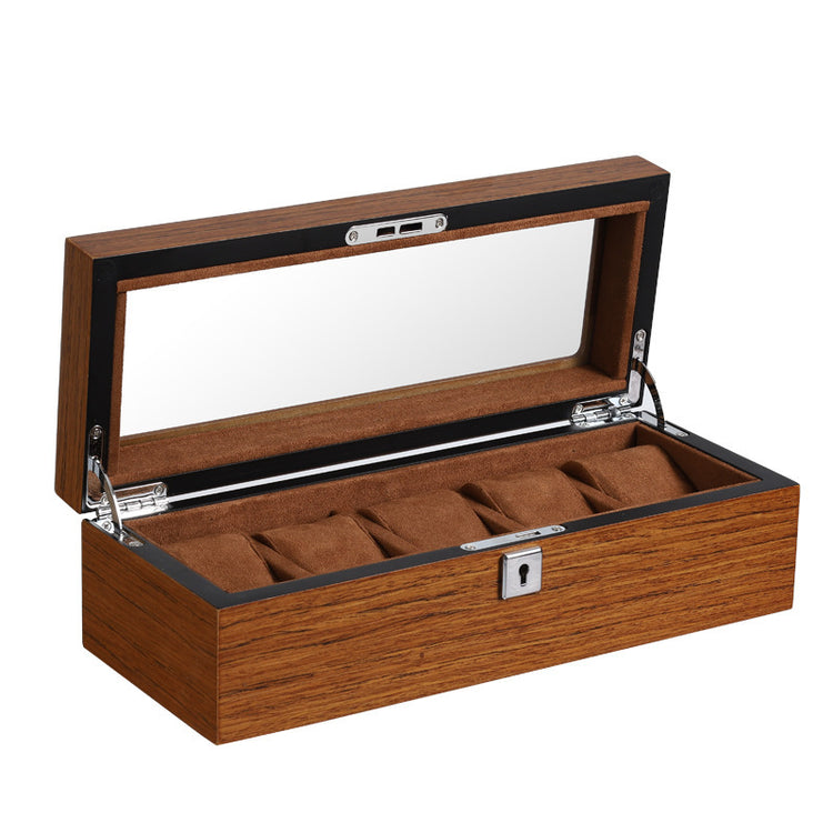 a wooden box with a glass top