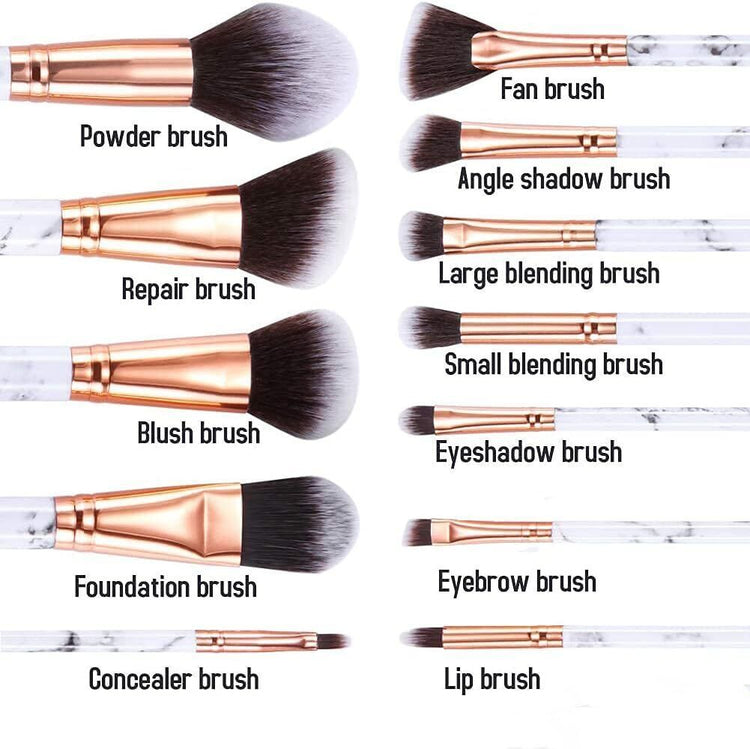 a collection of makeup brushes