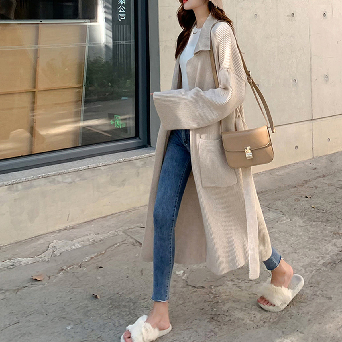a woman walking on the street