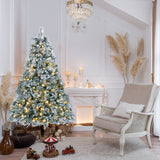 4-Foot Snow-Flocked Artificial Christmas Tree with Pine Cones and Red Berries