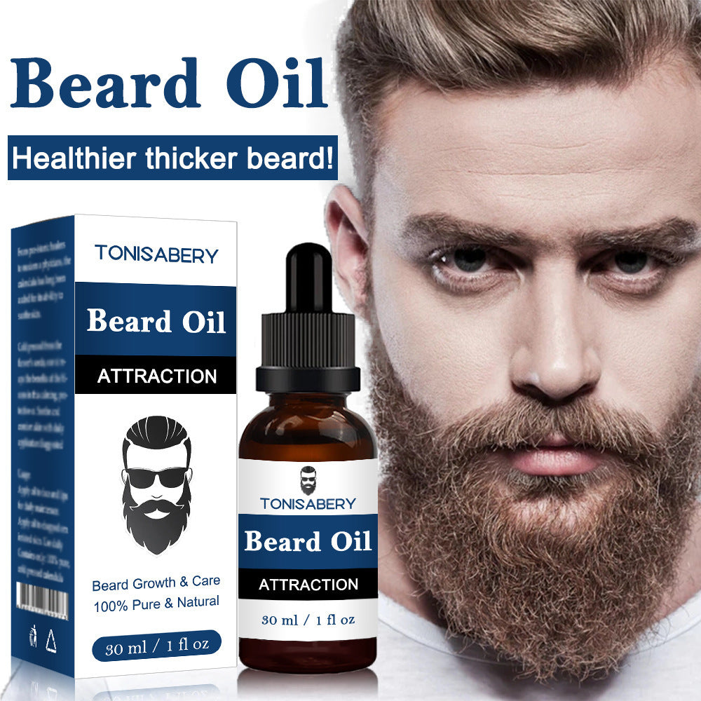 a man with a beard and a bottle of oil