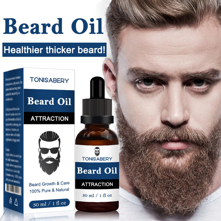 a man with a beard and a bottle of oil