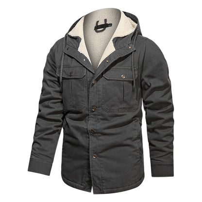 Men Cotton Jacket Winter Thick Warm Parkas Male Plus Velvet Casual Hooded Coat