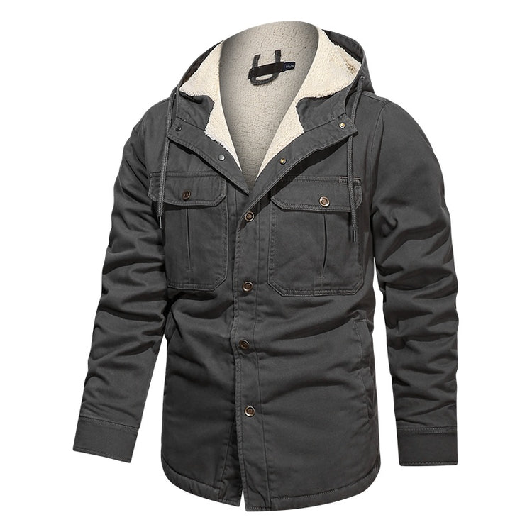 a black jacket with a white lining