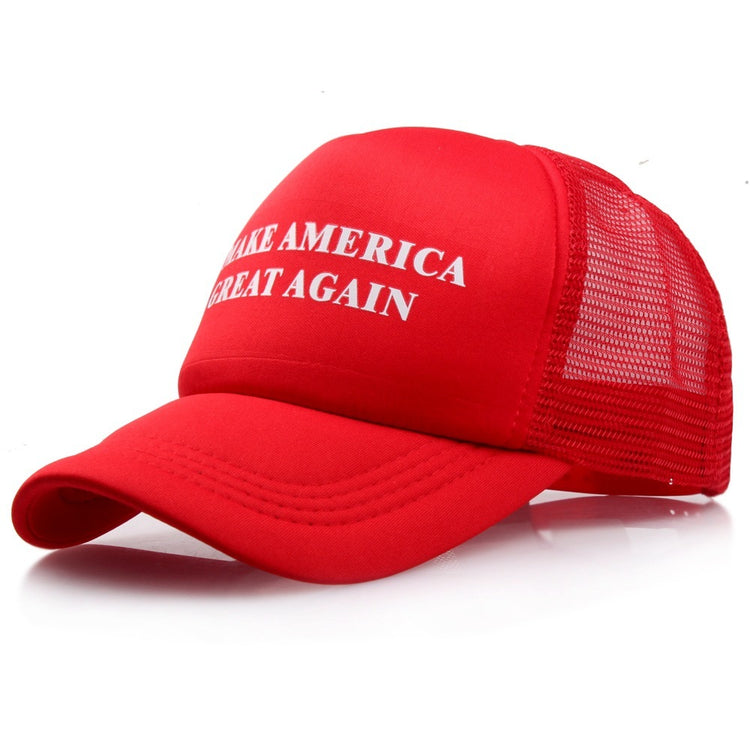 a red hat with white text