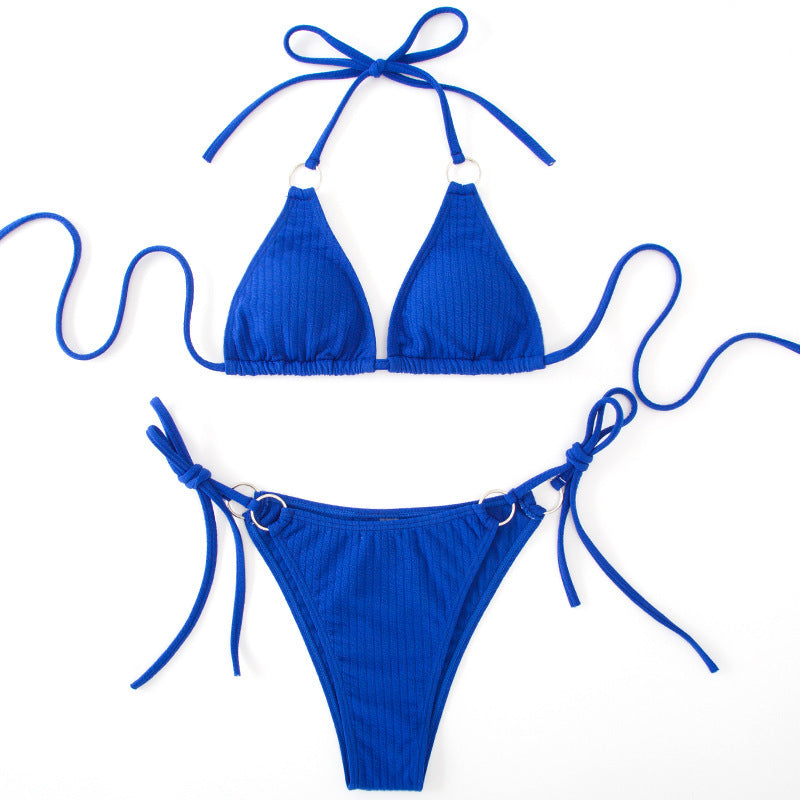a blue garment with ties