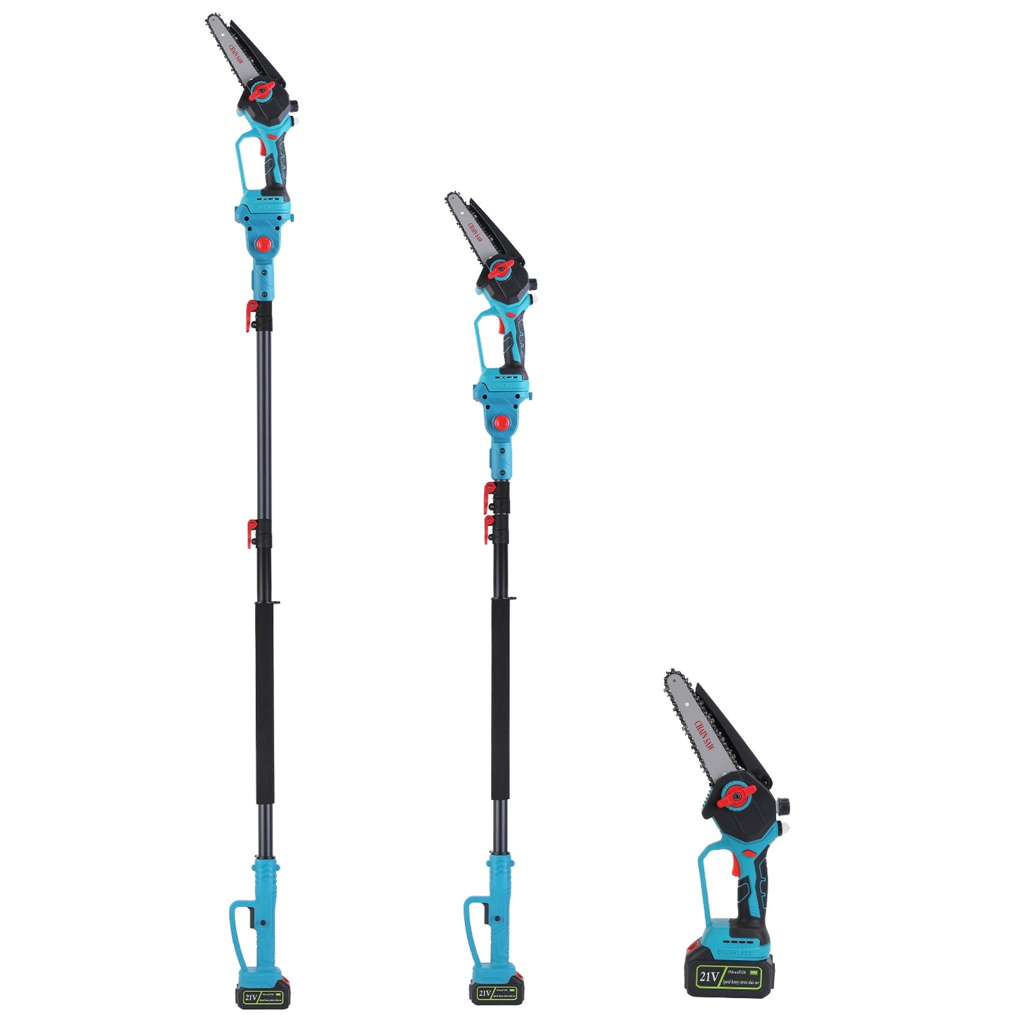 Cordless Pole Saw And Mini Chainsaw With Extension Pole 21V Battery 6IN Electric Brushless Pole Chainsaw With Digital Display Auto Oiler Safety Switch For Tree Trimming