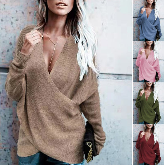 Cross Loose Outer Wear Women's Knitted Sweater
