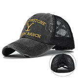 Distressed Embroidered Ponytail Baseball Cap