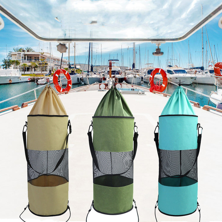 a group of bags on a boat