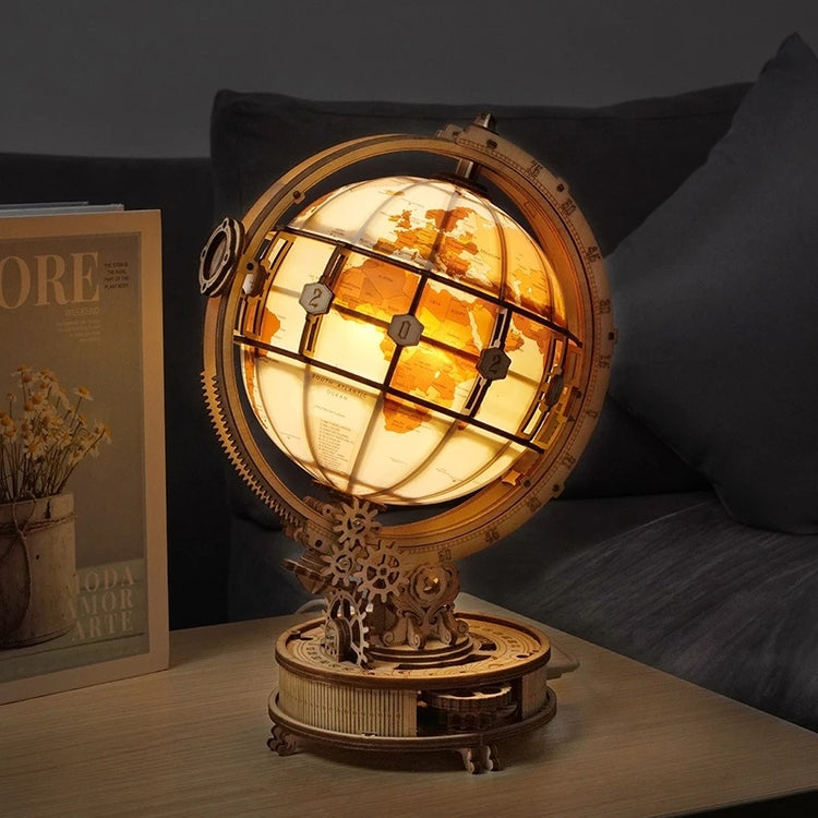 a globe lamp on a table