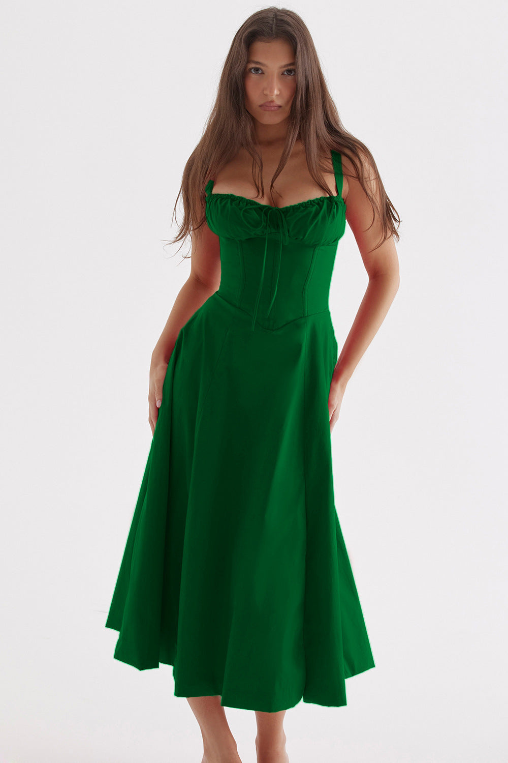 New Women's Floral Print Lace-up Corset Dress Summer Spaghetti Strap Bustier Dresses