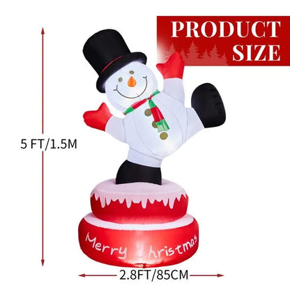 4.8FT Lighted Christmas Inflatable Decoration, Large Rotating Snowman With Motor, Funny Blow Up Yard Decorations With Built-in LED Lights For Holiday Party Front Yard Lawn Garden Decor