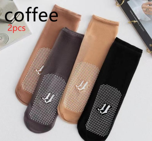 Ultra-thin Seamless Glue Dispensing Non-slip Massage Footbed Short Stockings