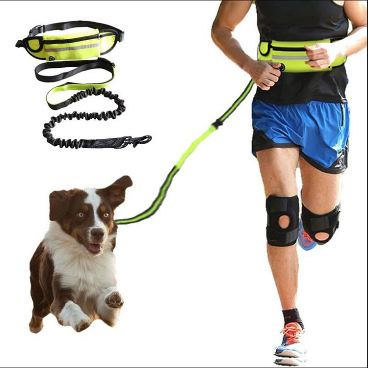 a man running with a dog