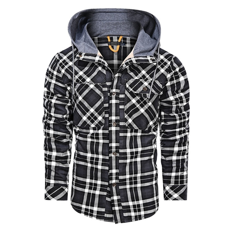 a black and white plaid jacket