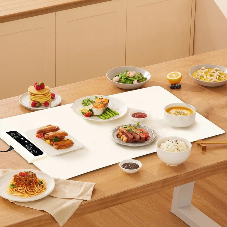 a table with plates of food on it