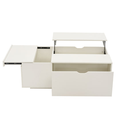 Lift Up Coffee Table, Coffee Table With Drawer, Wooden Tea Tables Sofa End Tables For Living Room Furniture , White