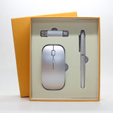 Three-Piece Office Gift Set with Wireless Mouse, USB Drive and Pen