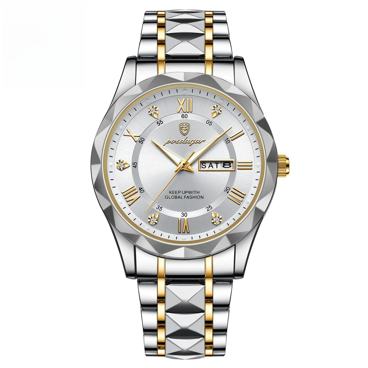 a silver and gold watch