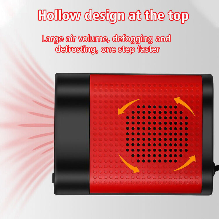 a red and black device with a vent