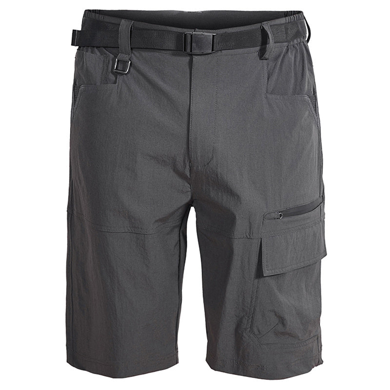 a grey shorts with a belt