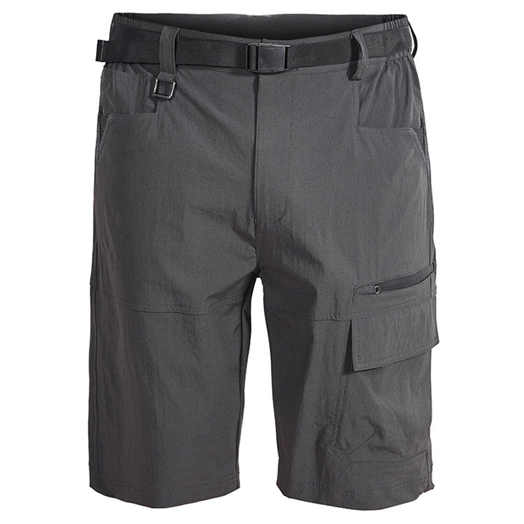 a grey shorts with a belt
