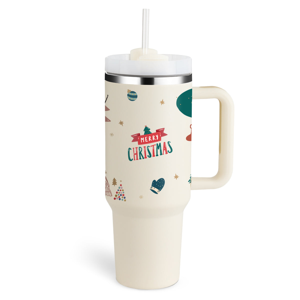 a white mug with a straw