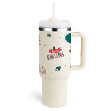 40 oz Insulated Stainless Steel Tumbler with Handle and Straw