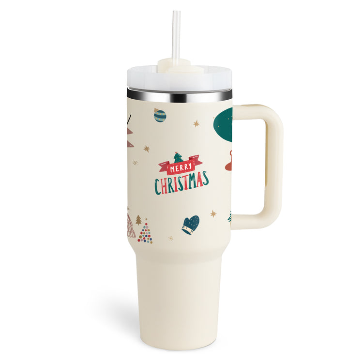a white mug with a straw