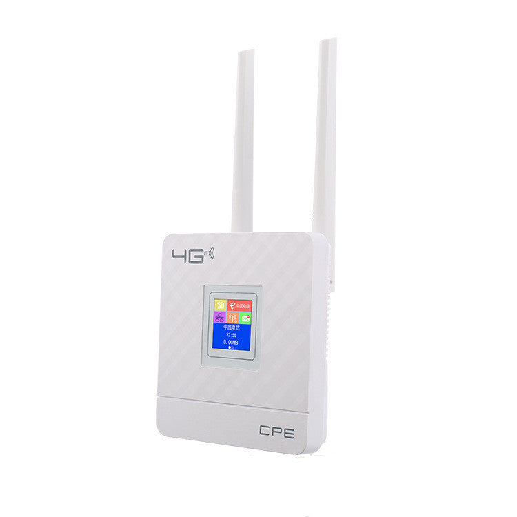 a white wi-fi router with two antennas
