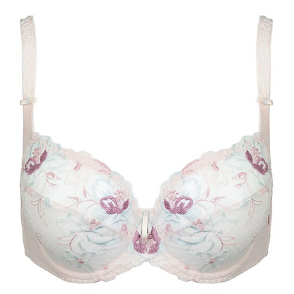 Sheer Mesh Lace Demi Cup Bra Bisquit