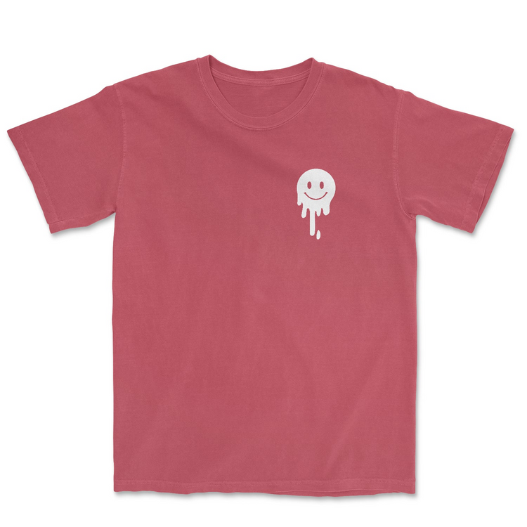 a red shirt with a white face on it
