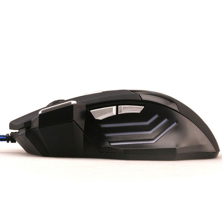 a black computer mouse with a cord