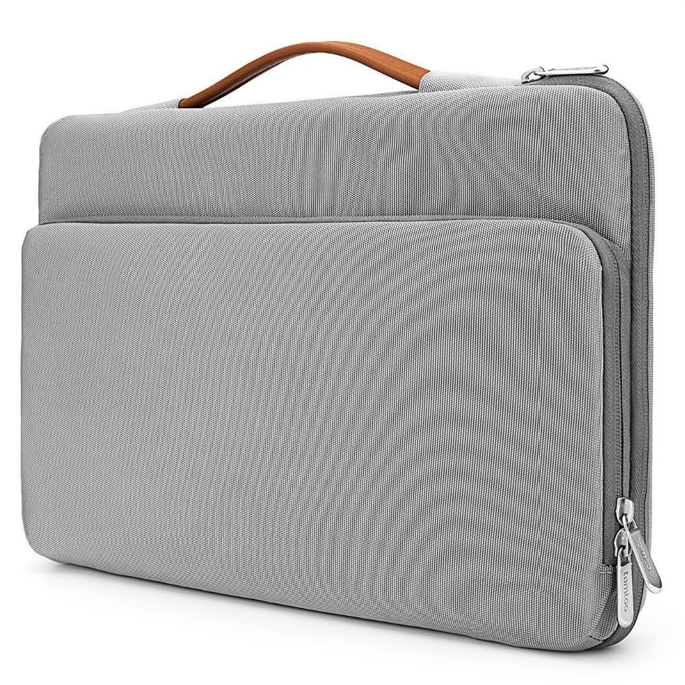 a grey and white striped laptop case