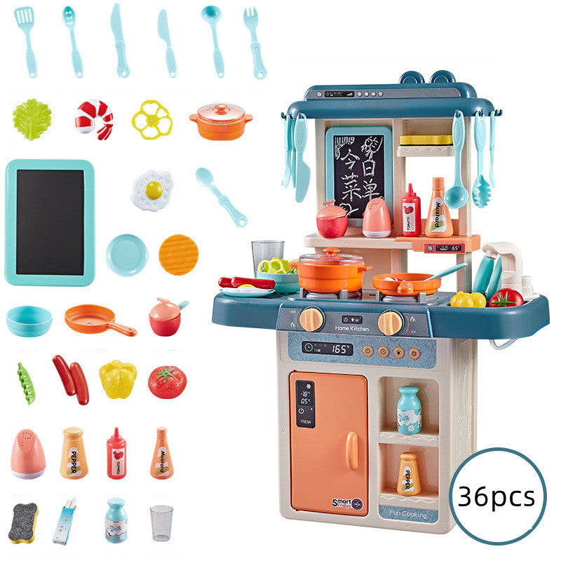 a toy kitchen with many different items