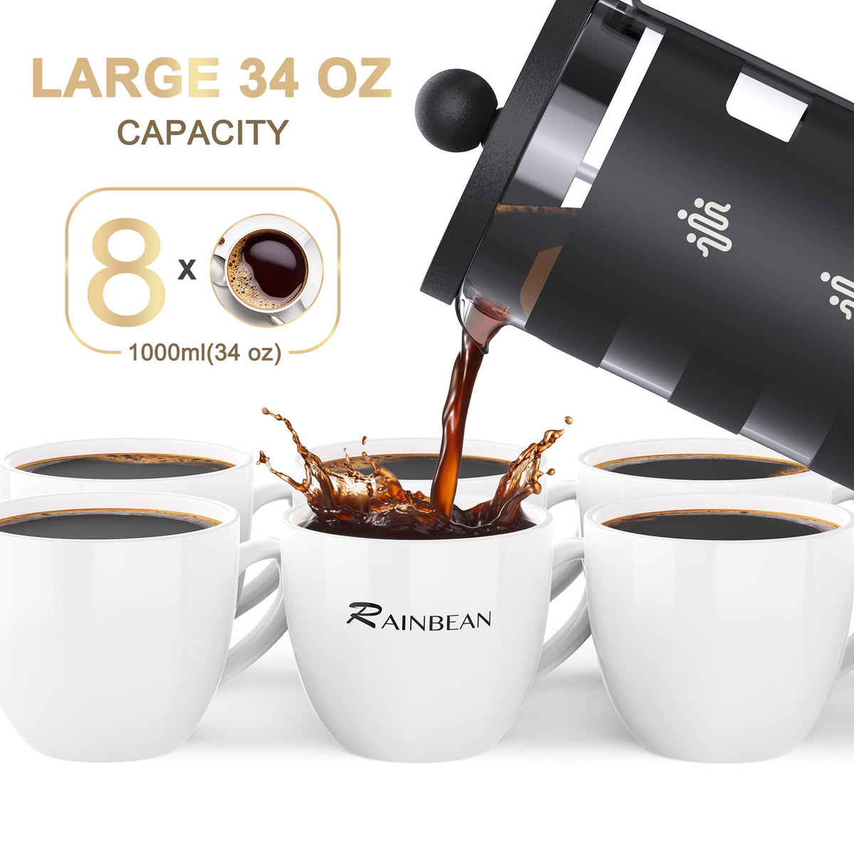 a coffee being poured into cups