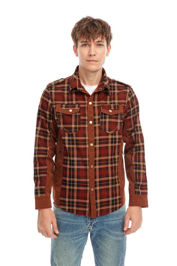 a man wearing a plaid shirt