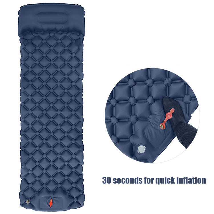 a blue inflatable mattress