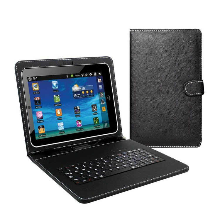 a tablet with a keyboard and a case