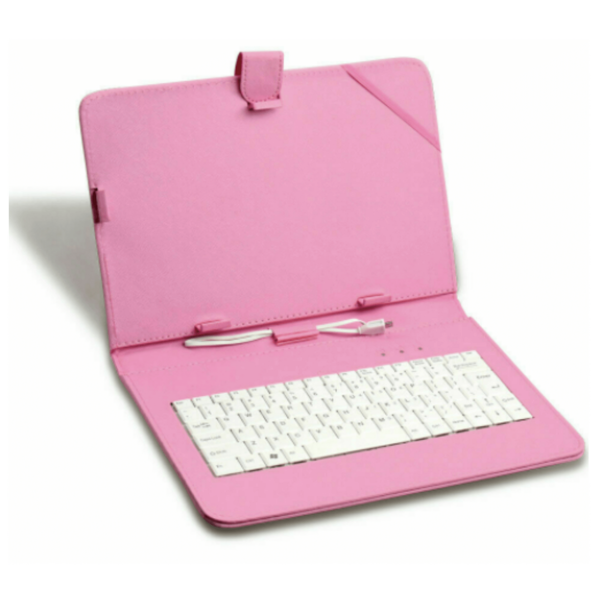 a pink laptop case with a keyboard