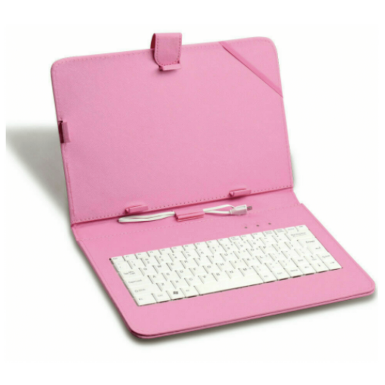 a pink laptop case with a keyboard