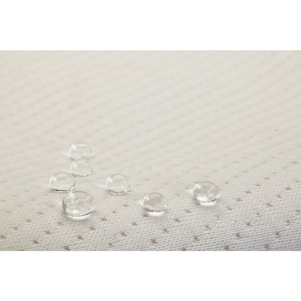 a group of clear water droplets on a white surface