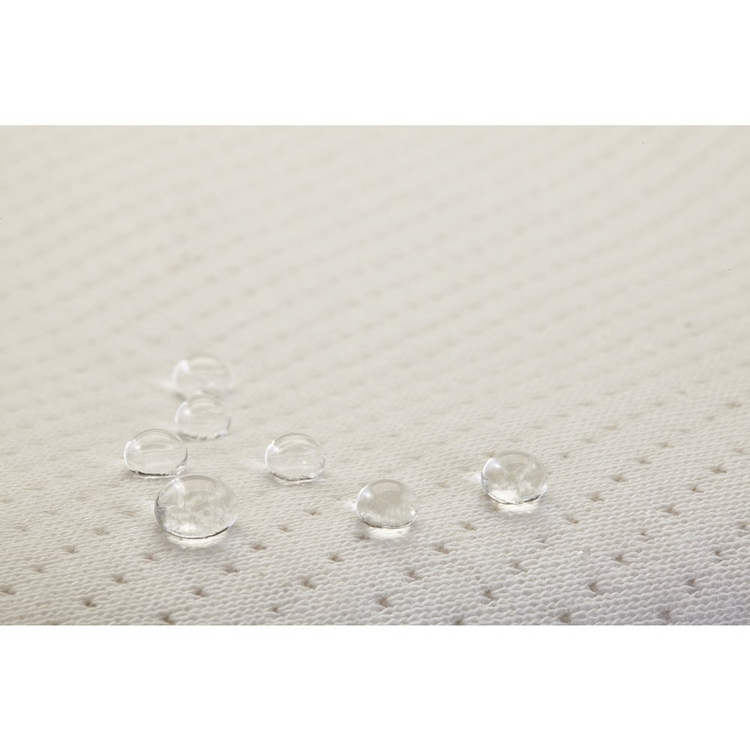 a group of clear water droplets on a white surface