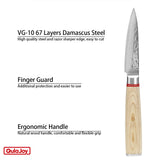 Qulajoy Nakiri Knife 6.9 Inch, Professional Vegetable Knife Japanese Kitchen Knives 67-Layers Damascus Chef Knife, Cooking Knife For Home Outdoor With Ergonomic Wood Handle
