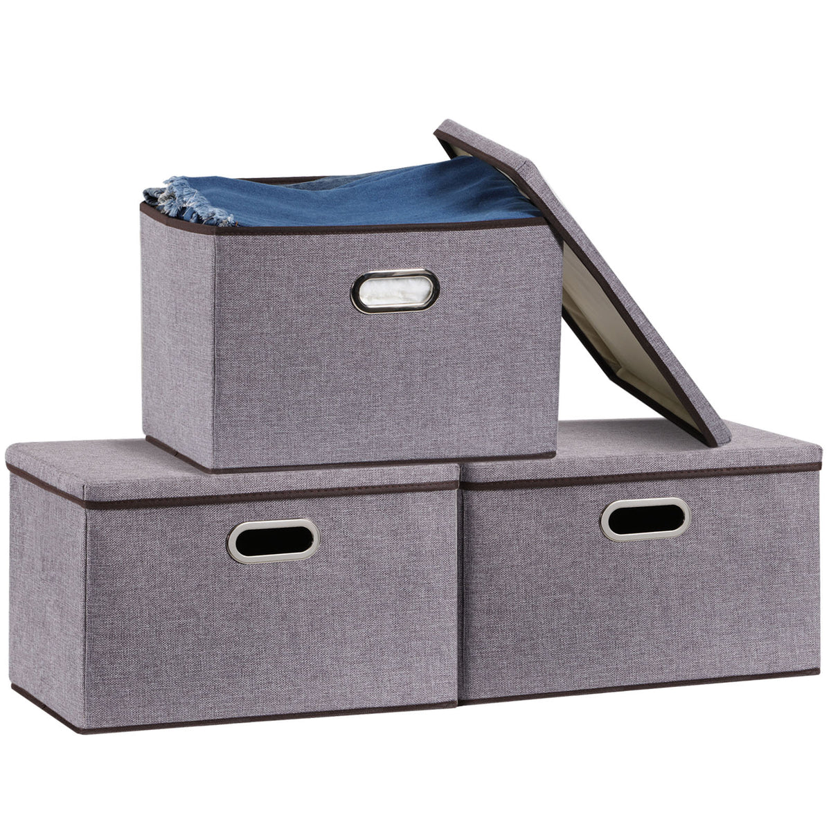 a stack of boxes with lid open