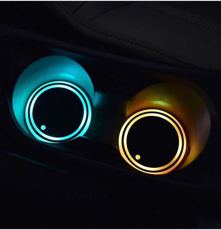 a two circular lights in a car